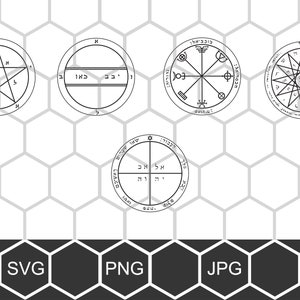 Alle Pentacle van Mercurius svg, vector gesneden bestand, occulte svg, magische svg, kabbalah lemegeton svg, goetia svg, solomon svg, seal svg, cnc