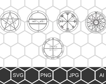 Pentacle of Mercury SVG PNG Bundle, Solomonic Occult Magic Seal Vector Cut File