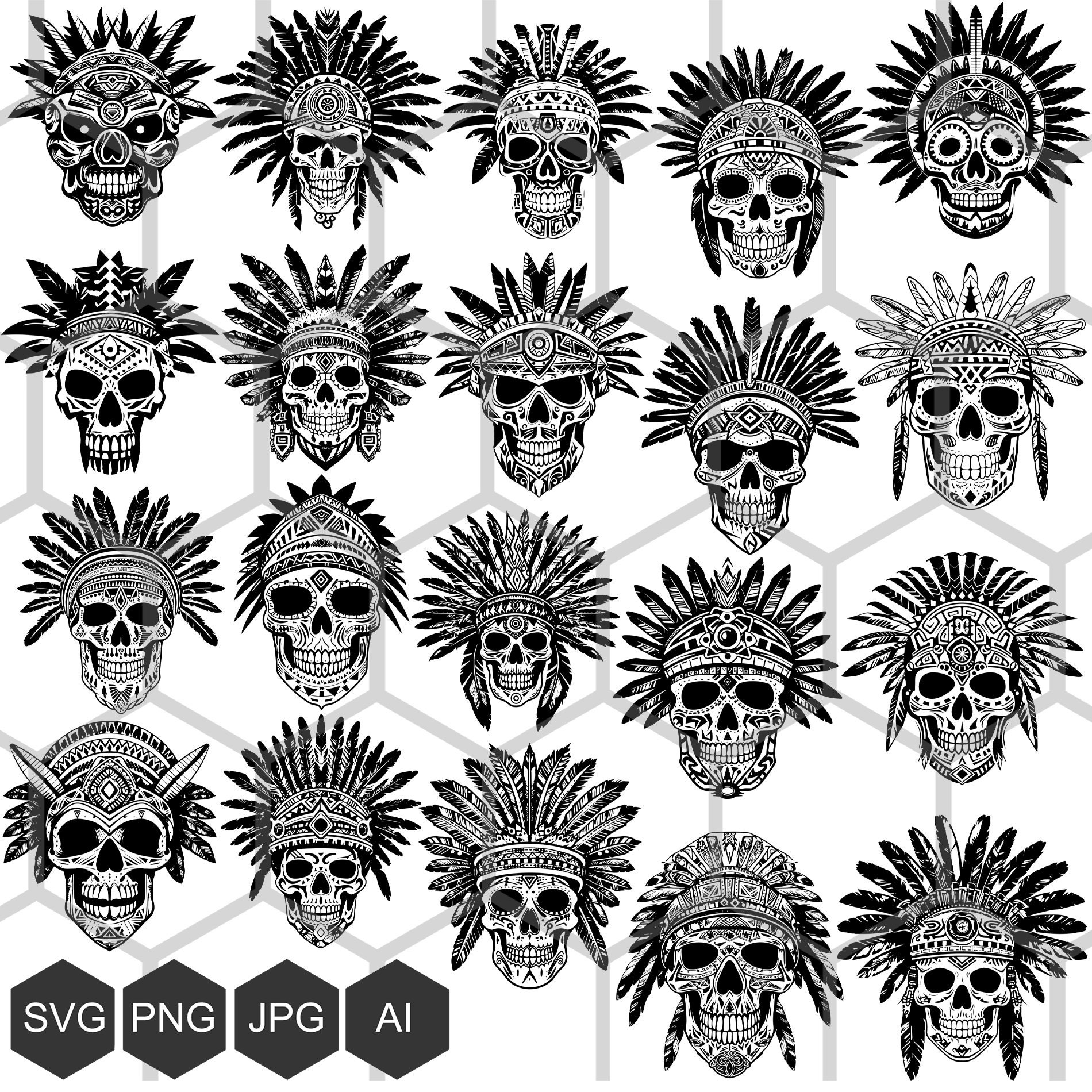 Unique Aztec Skull Svgs: Shop Now for Digital Images of Aztec Skulls to Add  a Bold Touch to Your Art Projects, Aztec Skull Bundle - Etsy