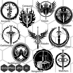 Paladin Divine Vows: Loghi SVG e PNG - Incarna i sacri giuramenti di Dungeons and Dragons Paladin Sottoclassi in formato SVG, Antichi in formato SVG, Classi DnD