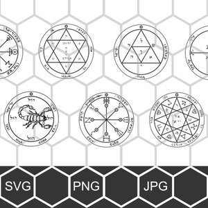 Alle Pentacle van Mars svg, vector gesneden bestand, occulte svg, magische svg, kabbalah lemegeton svg, goetia svg, solomon svg, seal svg, cnc