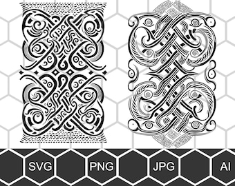 Celtic Pattern Viking Pagan SVG PNG Bundle, Magic Knotwork Engraving, Vector Cut File