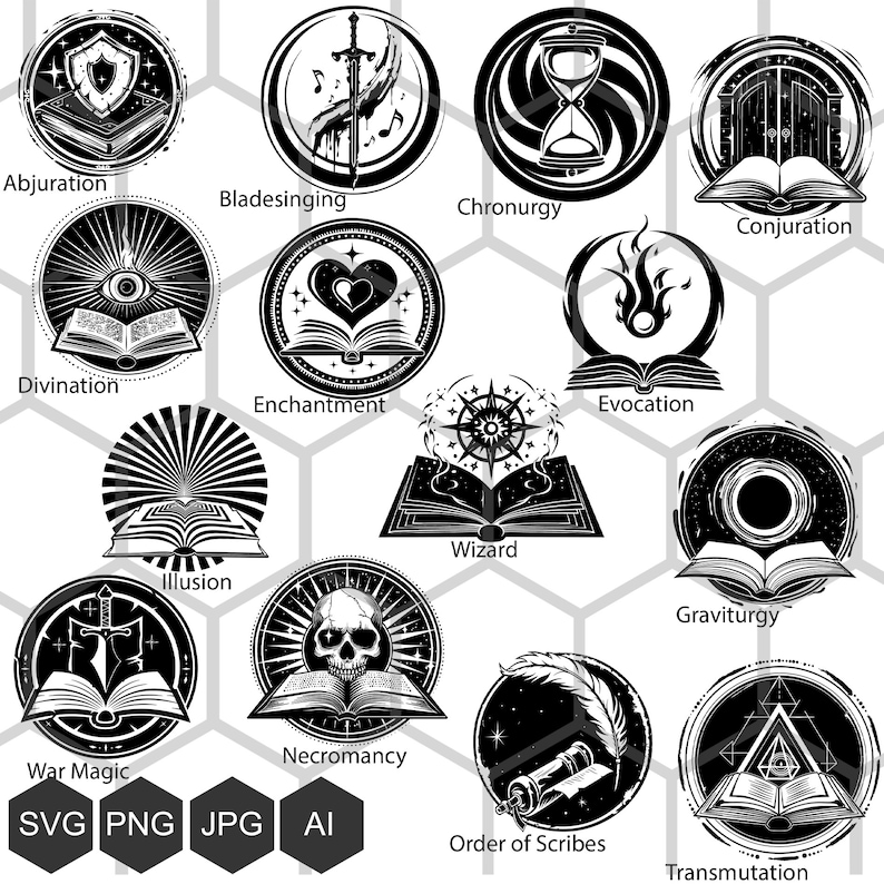 D&D Wizard Subclasses Logos: Arcane Chronicles SVG PNG (digital ...