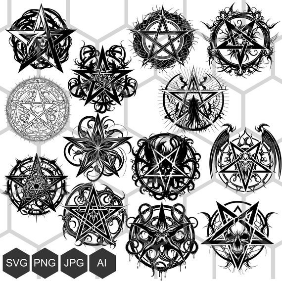 Pentagram Svg Bundle, for Print on T-shirts, Mugs, Posters
