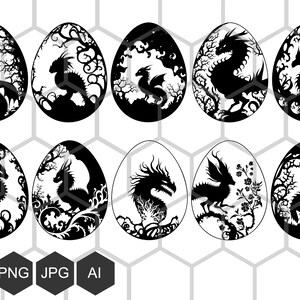 Traiga un toque de magia a su Pascua, paquete de huevos de Pascua inspirados en dragones, svg de Pascua, para imprimir en camisetas, tazas, grabado de corte vectorial cnc