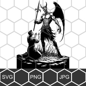Demon svg, duivel svg, diepdruk, hel svg, vector gesneden bestand svg png schets om af te drukken, afdrukken op mokken, t-shirts, digitale print, download