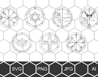 Pentacle of Jupiter SVG PNG Bundle, Solomonic Occult Magic Seal Kabbalah Vector File