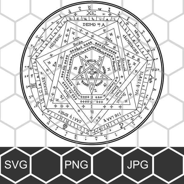 Grand Pentacle of Solomon seal vector cut file svg engraving png magic pentacle kabbalah sketch for print