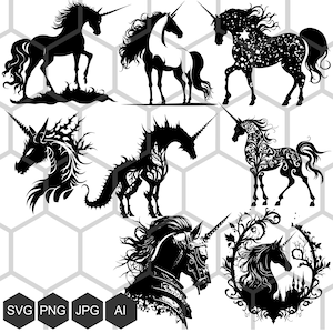 Gib Deinen Kunstwerken einen Hauch von Verzauberung mit unserem Magical Unicorn SVG Bundle! Wunderliche Designs perfekt für Einhorn-Liebhaber jeden Alters