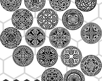 Celtic Circle Ornaments SVG PNG Bundle, Intricate Knotwork, Pagan Mandala Sacred Round Frames