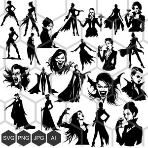 Seductive Enchantments: Captivating SVG and PNG Images of Vampire Ladies for Your Dark Delights | vampire svg, vector cut engraving png cnc