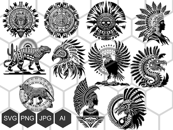 Aztec Symbols Bundle, Huitzilopochtli Svg, Aztec Svg
