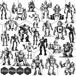 Discover the Futuristic Robot Universe: RoboGallery Presents Exquisite Robot Art - SVG and PNG Images for Sale, robot svg, vector engraving