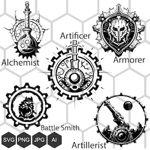 Artificer's Arsenal: SVG and PNG Logos - Unleash the Ingenuity with Dungeons and Dragons Artificer Insignia - Class Symbols of Artificer svg
