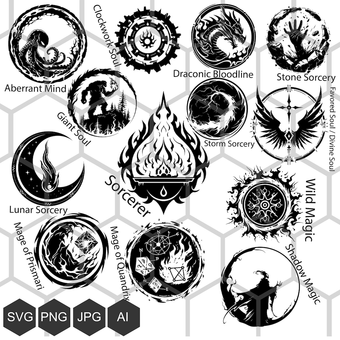 D D Sorcerer Subclass Logos Svg Png Digital Download Etsy