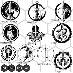 Voile de l'ombre : Logos SVG et PNG - Embrassez la ruse des sous-classes Rogue Donjons et Dragons - Symboles de classe de Rogue svg, Habiletés