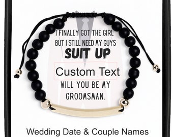 Will you be my Groomsman Bracelet, Best Man Proposal Card, Personalized Ring Bearer Proposal, Wedding Favors for Best Men, New Couple gift