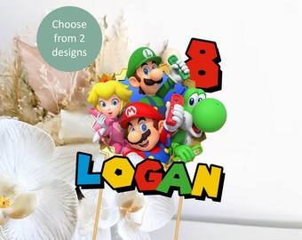 Super Mario Brothers Cake Topper, Printed Cake Topper, Birthday Cake Topper, Personalised Cake Topper, Kids Party Decoration