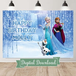 Frozen Banner, Digital Banner, Custom Banner, Personalised Banner, Birthday Banner, Kids Birthday Banner, Frozen Backdrop