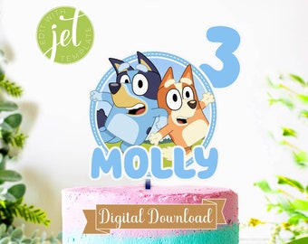 Blue Dog Cake Topper | Digital Cake Topper | Birthday Cake Topper | Personalised Cake Topper | Editable Cake Topper | Blue Heeler Cattle Dog