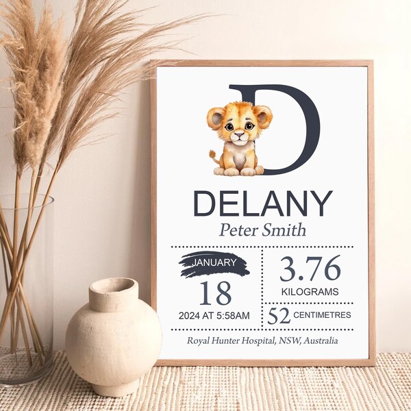 Baby Birth Print | Birth Stats | Baby Boy Decorative Birth Certificate | Birth Board | Birth Announcement | Baby Nursery Decor |