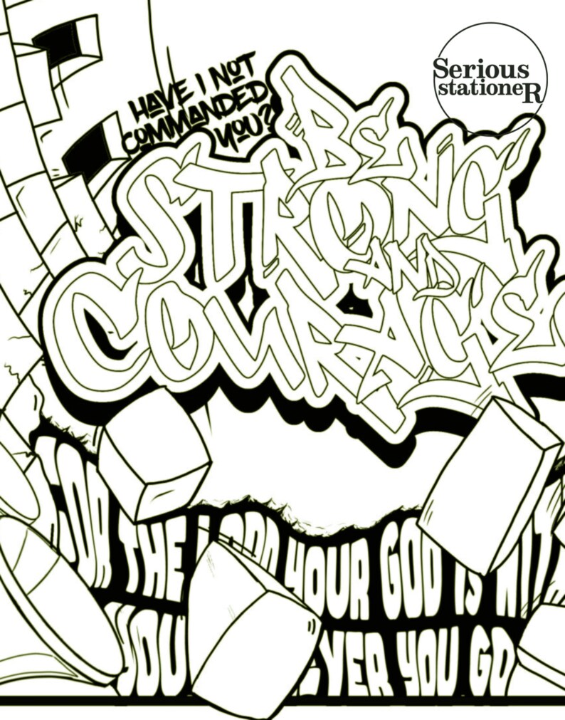 Boys Bible Verse Coloring Page With Graffiti Letters Joshua 1:9 Fall of ...