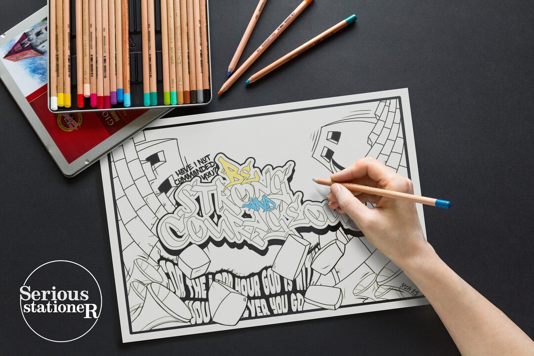 Boys Bible Verse Coloring Page With Graffiti Letters Joshua 1:9 Fall of ...