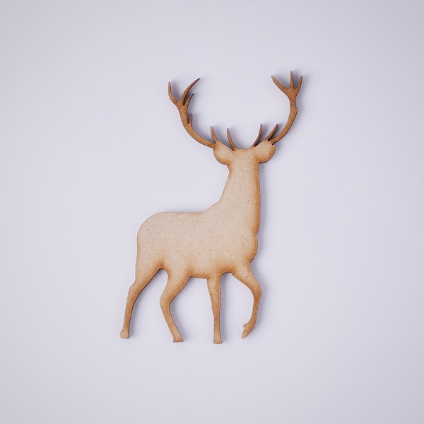 Wooden Wild Stag MDF Shapes | Woodland Deer Craft Blank, Laser Cut Forest Animal Art Decoration, Great Outdoors Adventure DIY Element