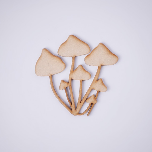 Wooden Mushroom Cluster MDF Shapes | Laser Cut Woodland Fungi Craft Blank, Cottage Core DIY Art Element, Enchanted Magical Forest Decoration