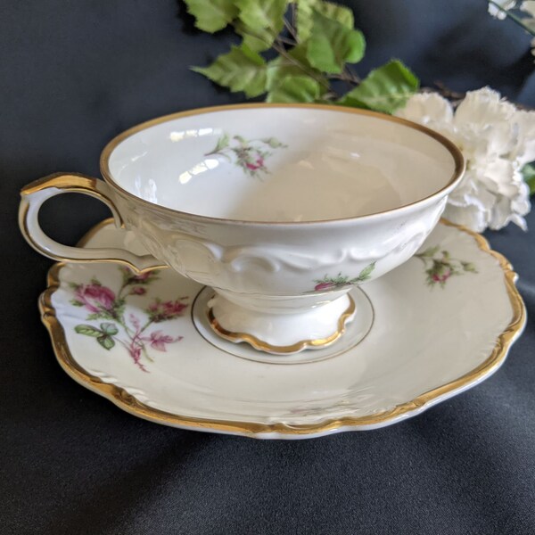 Edelstein Moss Rose Maria-Theresia  Footed Cup and Saucer