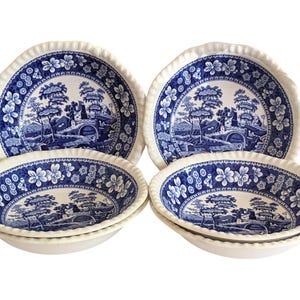 Vintage Spode Tower Blue and White Dessert /Fruit Bowls