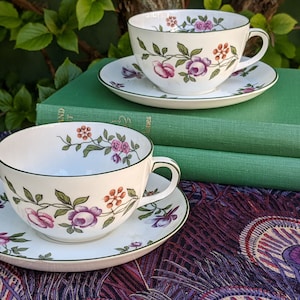 Pair Vintage Foley Fine Bone Cups and Saucers