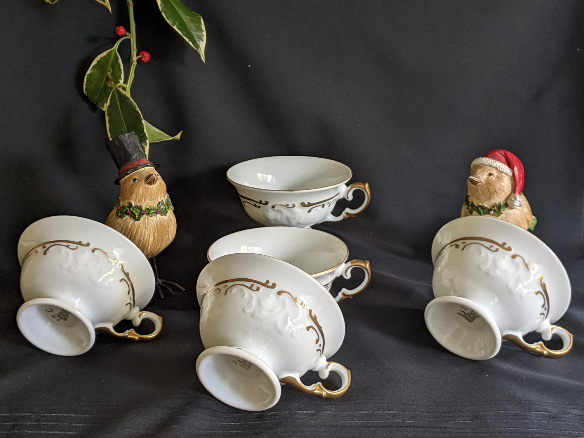Wawel Porcelain White Gilded Tea Cups