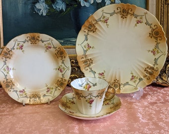 Trío de té vintage de porcelana Royal Albert (1905-1907)