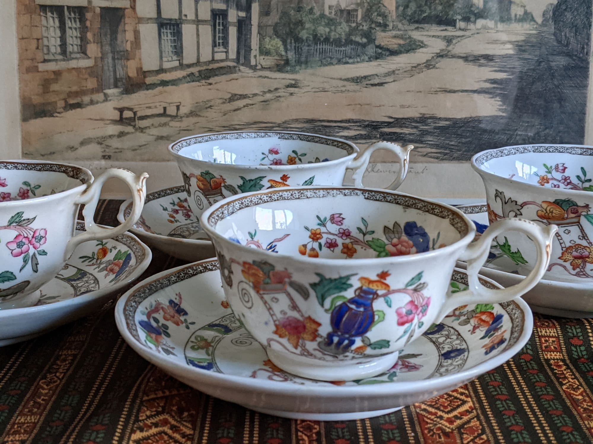 Vintage Caughley Floral Pattern Cup & Saucer