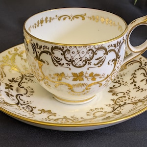 Antique Coalport Gold Gilded China Teacups and Saucer 5/548