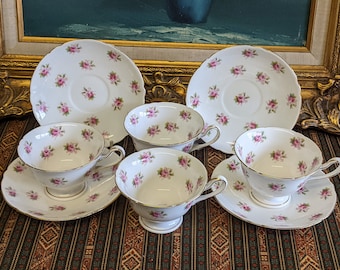 【送料無料キャンペーン】 Vintage Shelley Rose Bud Part Tea Set Tea Cups and Saucers 花瓶・フラワースタンド