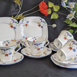 Set 4 Standard China Art Deco Cromer Shape Bone China Tea Trio