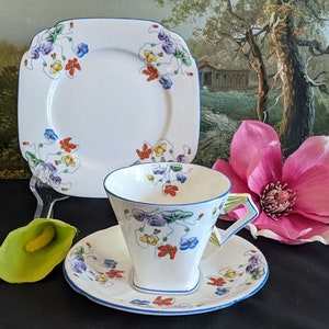 Standard China Art Deco Cromer Shape Bone China Tea Trio