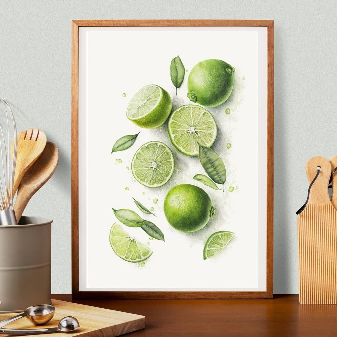 Limes on a White Background Print Simple Neutral Wall Decor Printable Digital Download - Etsy