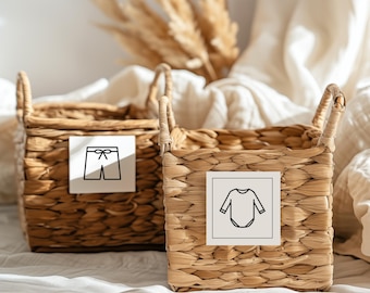 Clothes Icon Labels, Nursery Drawer Wardrobe Organizer (Editable Canva Template)
