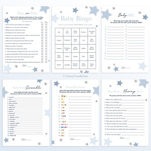 Paquete de juegos de baby shower con tema Blue Star *Descarga digital*