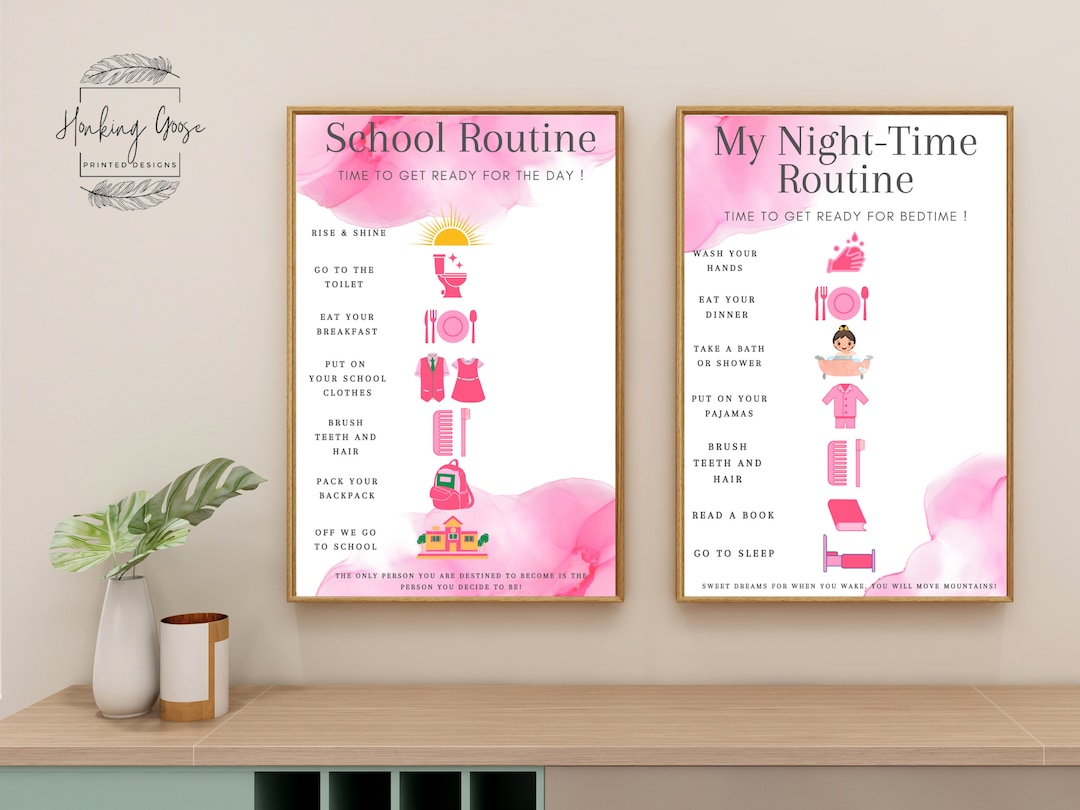 Pink Watercolour Visual Routine Bundle for All Ages,homeschool ...