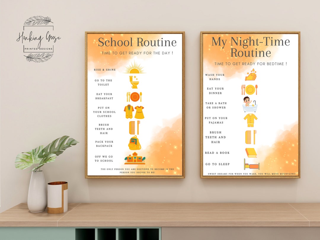 Yellow Watercolour Visual Routine Bundle for All Ages,homeschool ...