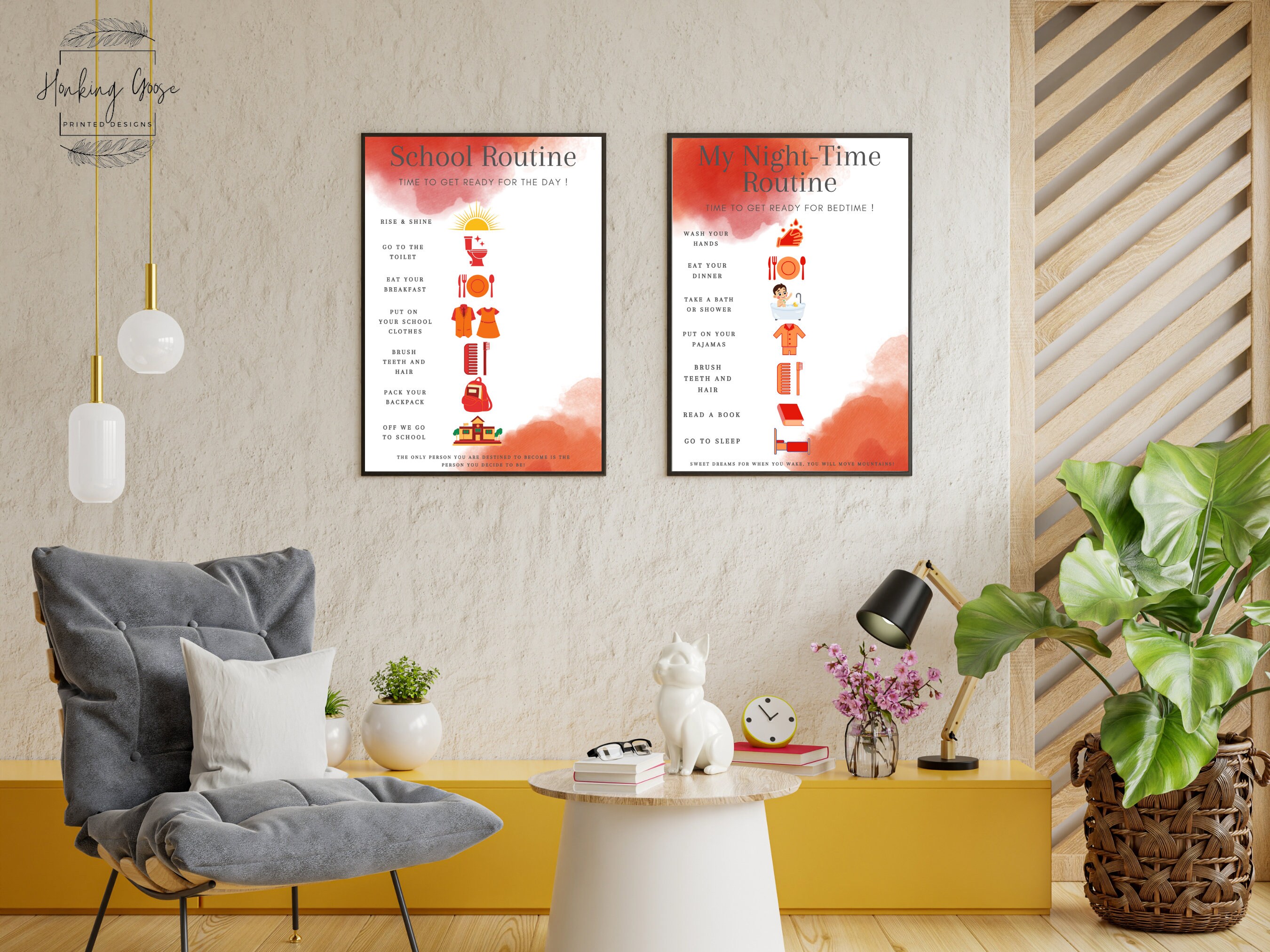 Red Watercolour Visual Routine Bundle for All Ages,homeschool, Playroom ...