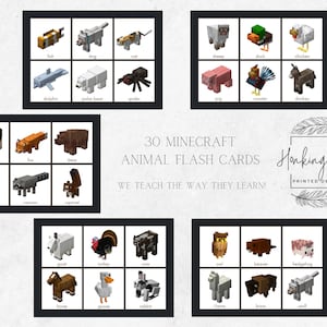 Tarjetas educativas temáticas de MINECRAFT para todas las edades, Imprimibles para educación en el hogar, Sala de juegos, Aula, Tarjetas de aprendizaje para no verbales, Montessori.