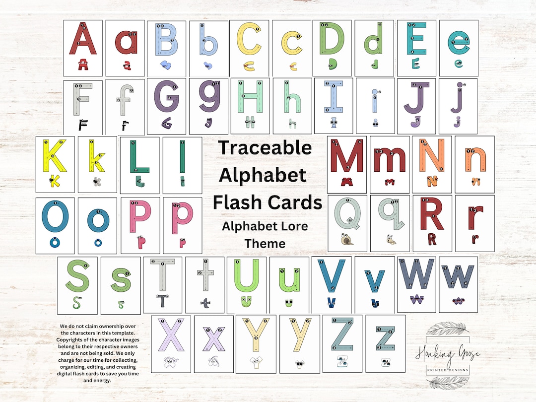 Alphabet Lore Themed Traceable Educational Cards All Ages