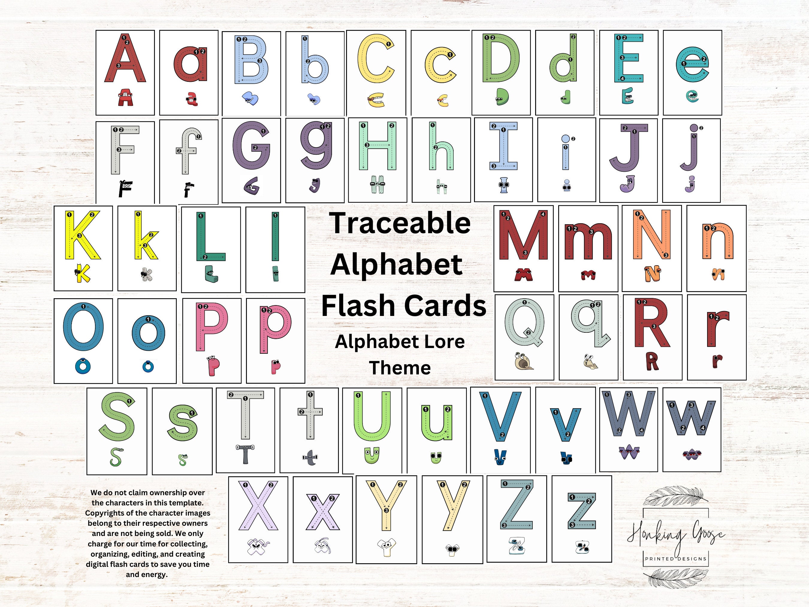 Alphabet Lore Themed Traceable Educational Cards All Ages