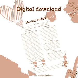 Handmade Monthly Budget Planner | Financial Organiser | Personalized Budget Tracker - Digital PDF download - print at home budget planner