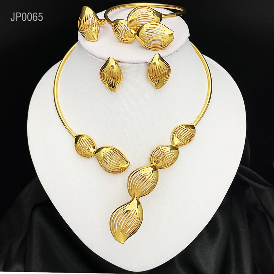 24K Dubai Gold Jewelry Sets Wedding Jewelry Set for Women Etsy